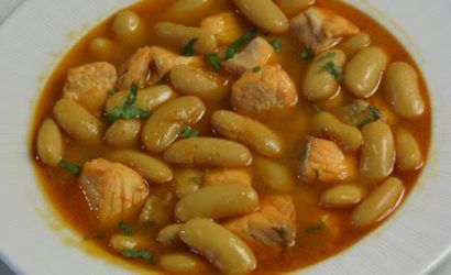 fabas con salmón