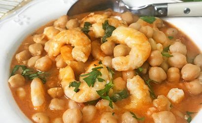 garbanzos con langostinos