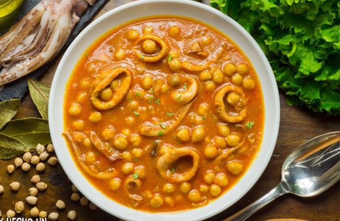 garbanzos manteca con calamares