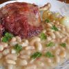Alubias ganxet picantes con confit de pato